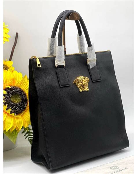 versace collection medusa head pebbled leather tote bag|versace medusa bag sale.